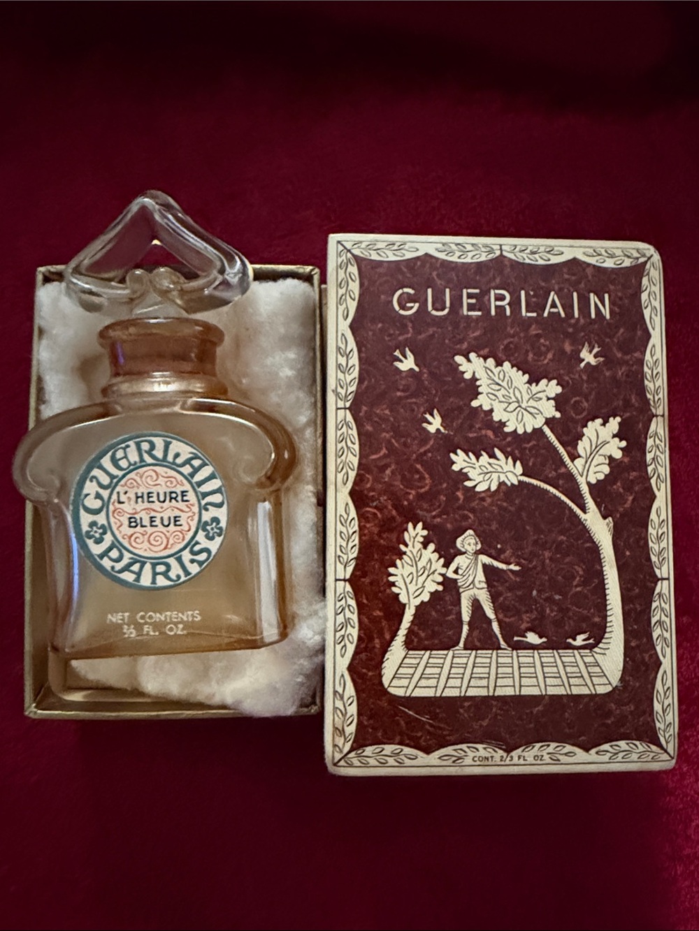 Vintage Guerlain L'heure Bleue empty Fragrance - Amber Glass Bottle with box